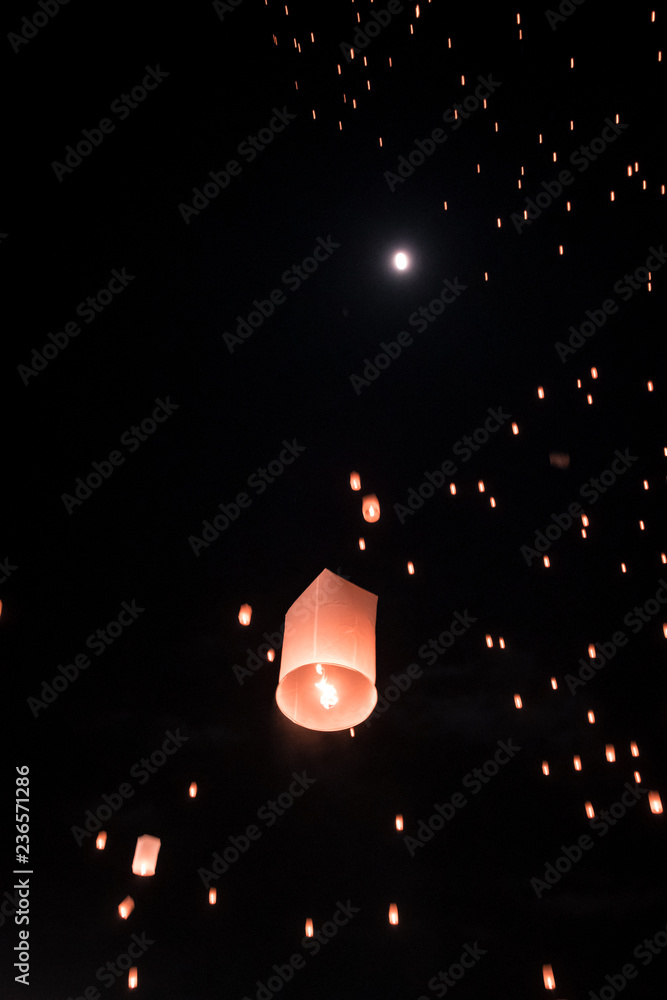 Chiang Mai Thailand white lantern to release in the sky during Loi