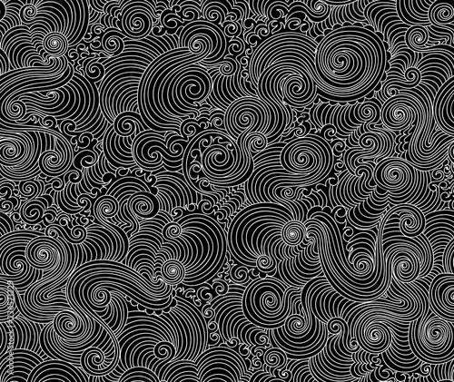 Abstract vector seamless pattern with figured curling lines