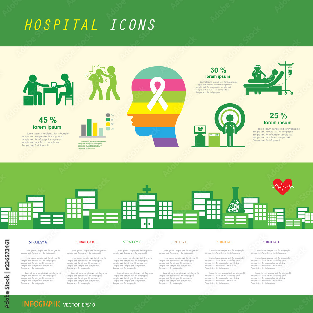 green hospital icon set