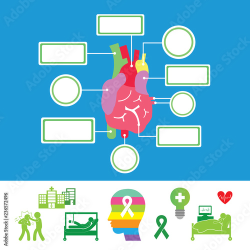 heart system hospital icon set