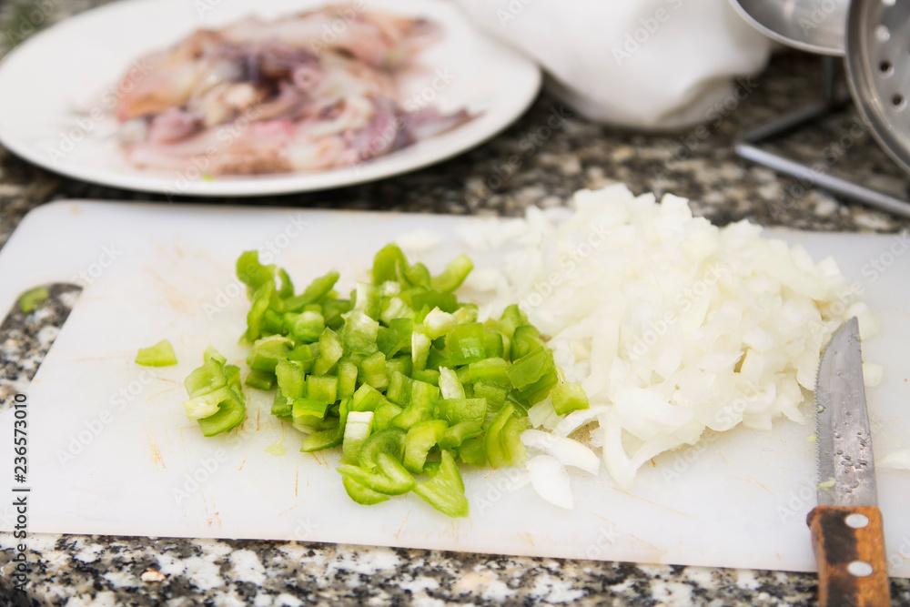 green pepper and onion cut green pepper and onion cut