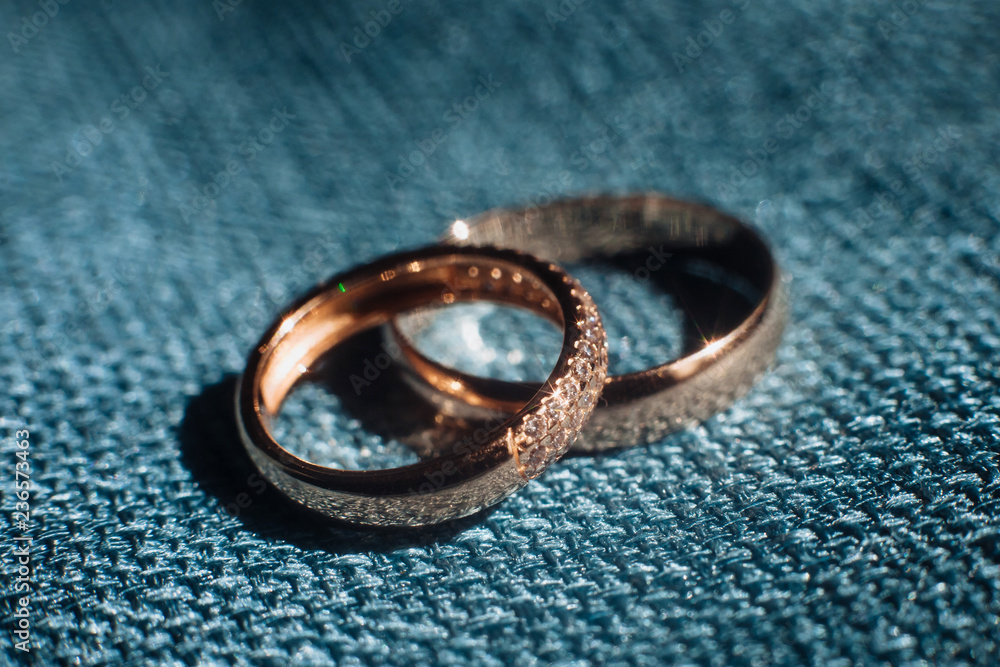 Two gold wedding rings close up Two gold wedding rings close up
