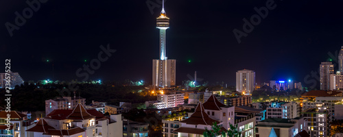Pattaya City Skyline at night view from Pratumnak Hill overlook Thailand
