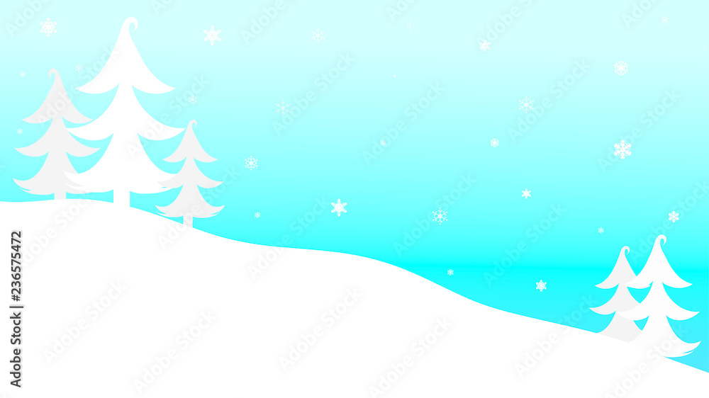 Vector illustration of hill in the mountains in winter.