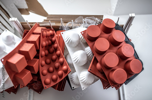 A silicone and steel molds on a white background photo