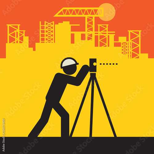 Civil engineer use the theodolite