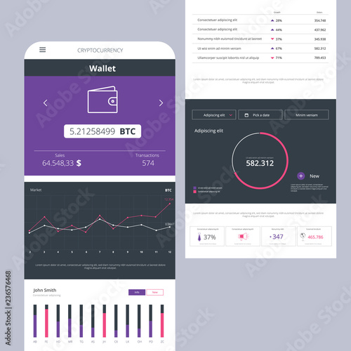 Crypto Currency Wallet Application Vector Illustration