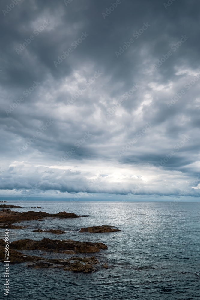 Autumn clouds over the Mediterranean Sea off the north coast of Corsica, France