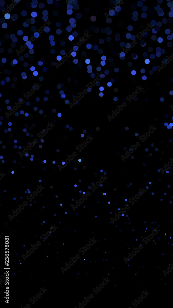 Glowing particles, polka dots on a dark blue background. Vertical festive banner. An elegant holiday pattern. Vector illustration Glowing particles, polka dots on a dark blue background. Vertical festive banner. An elegant holiday pattern. Vector illustration