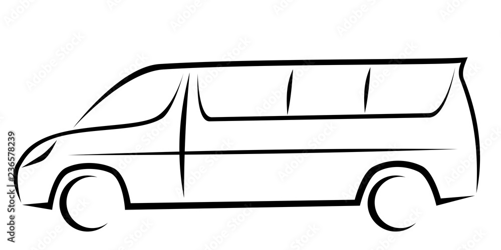 Dynamic vector illustration of a minivan for passengers