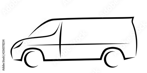 Obraz na płótnie Dynamic vector illustration of a van as a logo for delivery or courier company w salonie