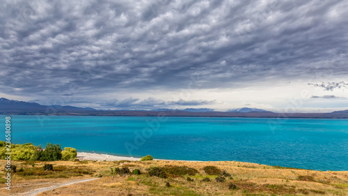 Lake Pukaki view with beautiful turquoise water, South Island, New Zealand