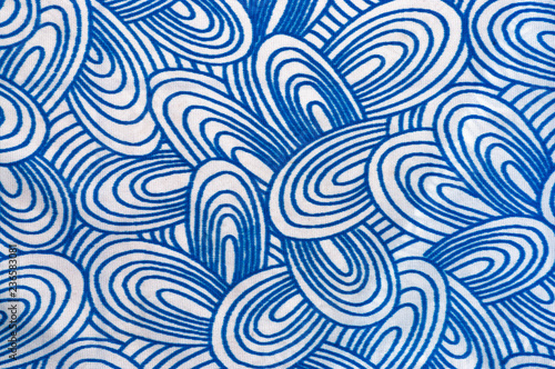 Background of textile, fabric texture with blue pattern