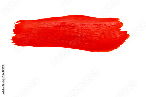 bright red smear of paint on a white background