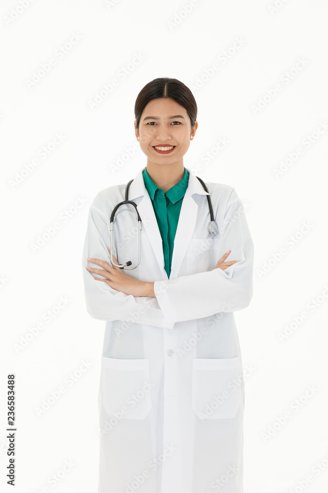 Female doctor in unifome has confident and warmth manner. Female doctor in unifome has confident and warmth manner.