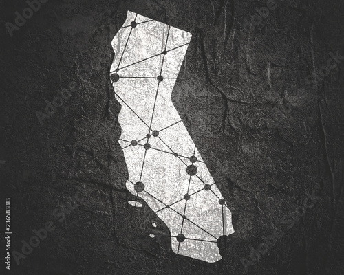 Image relative to USA travel. California state map textured by lines and dots pattern