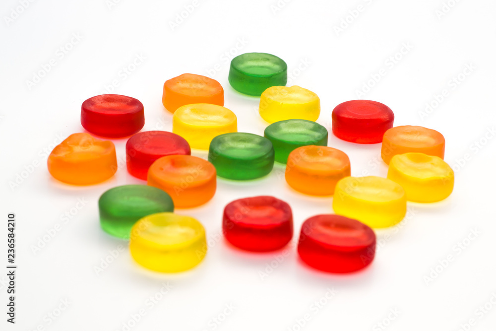 Round gummy candy isolated on white background Round gummy candy isolated on white background