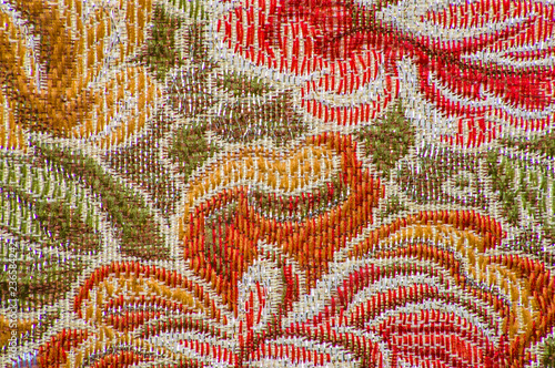 Retro textile, texture with flower pattern, background photo