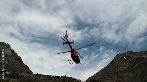 rescue trekker in annapurna mountain range nepal photo