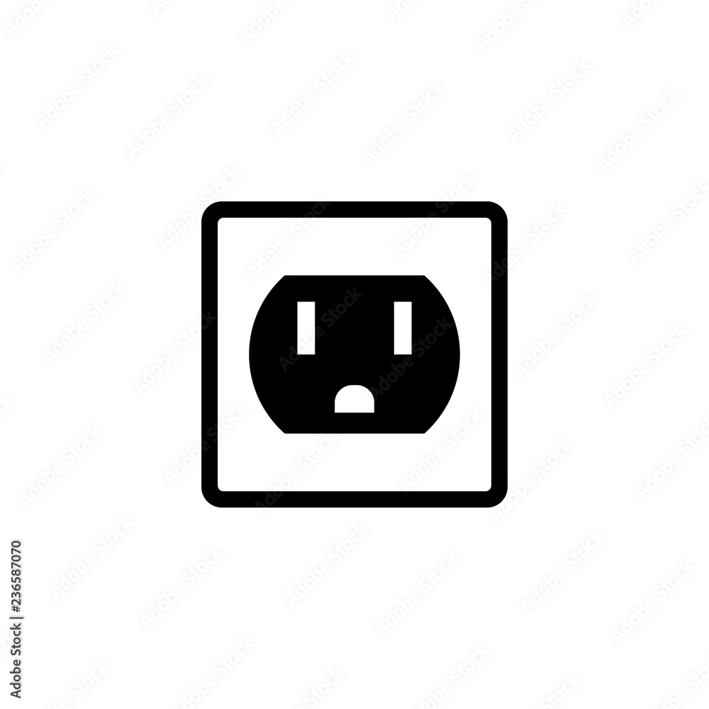 Electric outlet icon. White background with shadow design. Vector illustration. Electric outlet icon. White background with shadow design. Vector illustration.