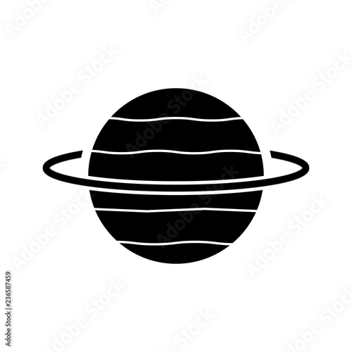 Planet Saturn with planetary ring system flat vector icon for astronomy apps and websites