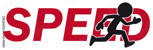 Fast Running Cartoon Charakter with "Speed" Lettering