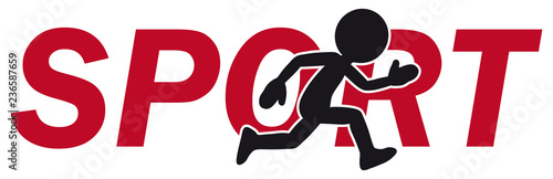 Fast Running Cartoon Charakter with "Sport" Lettering