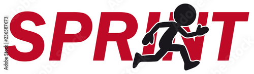 Fast Running Cartoon Charakter with "Sprint" Lettering