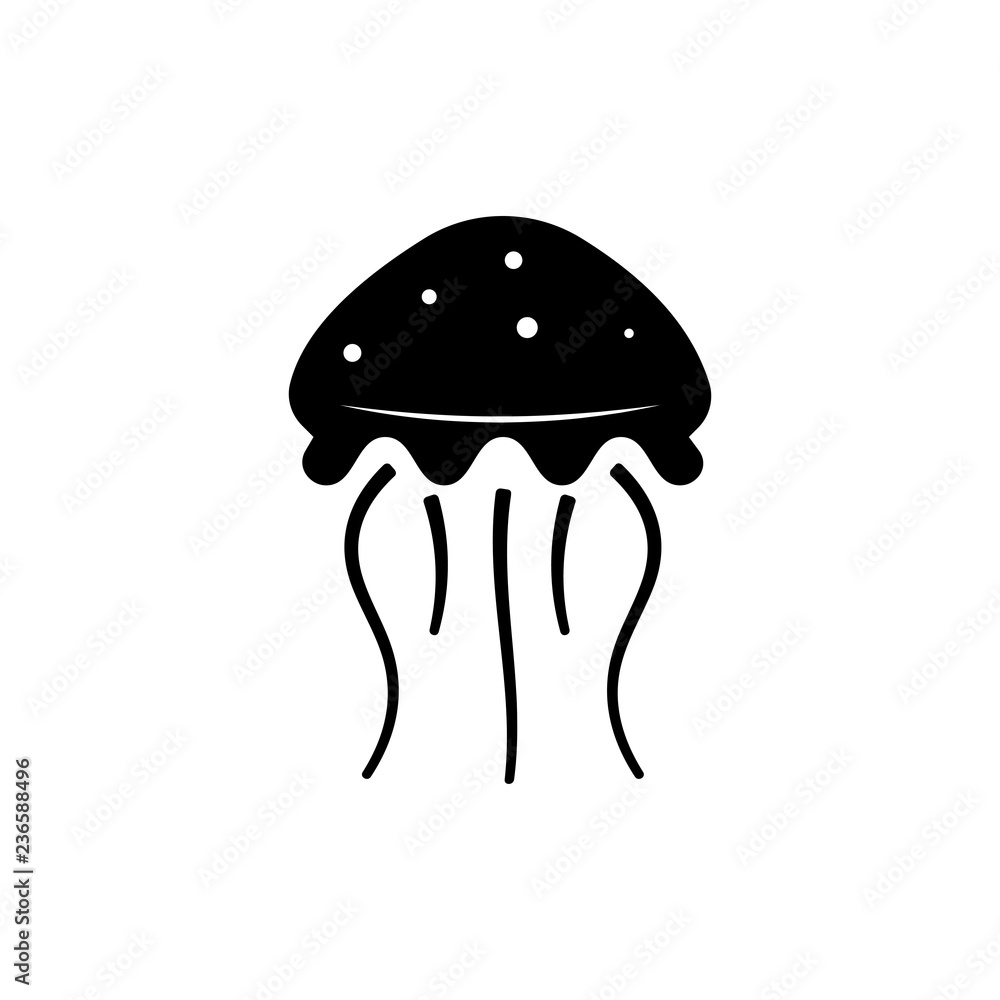 Jellyfish icon Vector. Flat vector illustration in black on white background. EPS 10 Jellyfish icon Vector. Flat vector illustration in black on white background. EPS 10