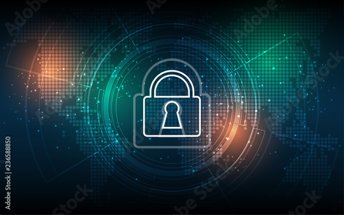 Security cyber digital concept Abstract technology background protect system innovation vector illustration
