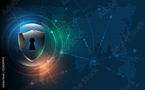 3D Protected guard shield security concept Security cyber digital Abstract technology background protect system innovation concept  vector illustration