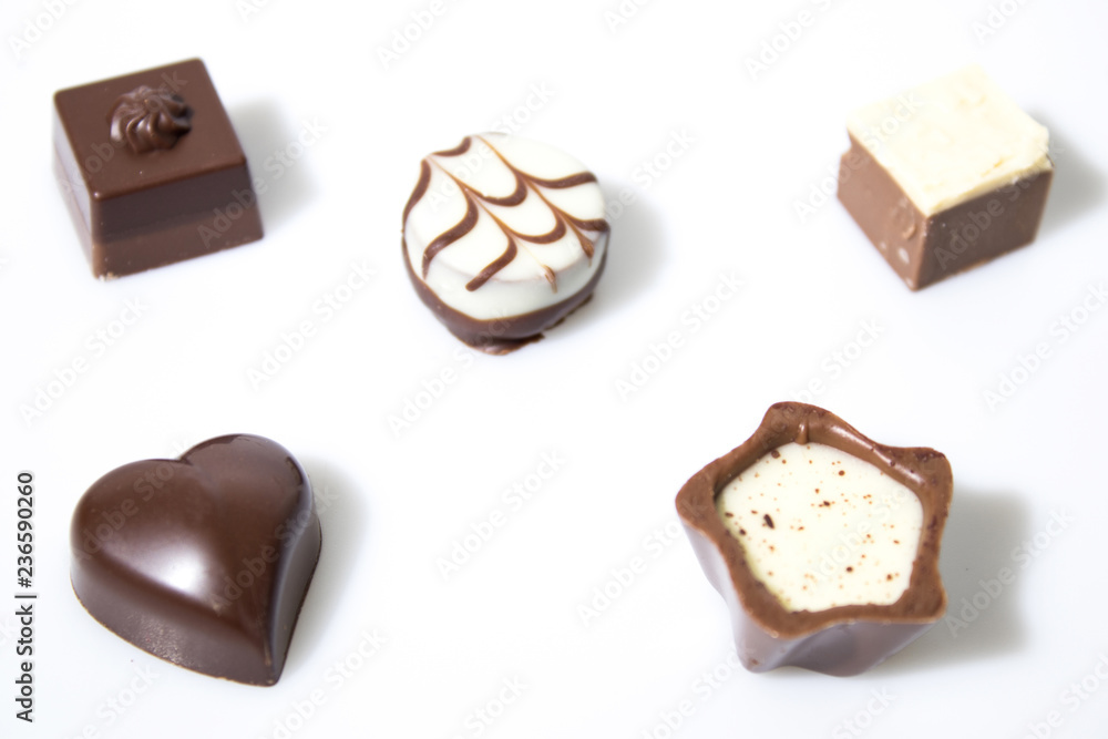 Many chocolates isolated in a white background Many chocolates isolated in a white background
