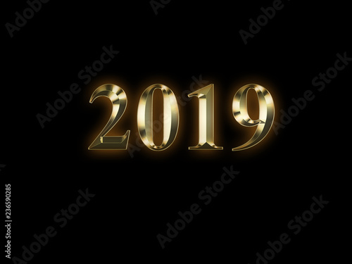 Luxury golden 2019 new year on black background. Happy new year 2019.