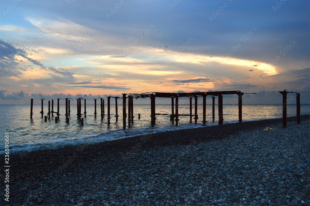 a scenic sunset on the black sea coast