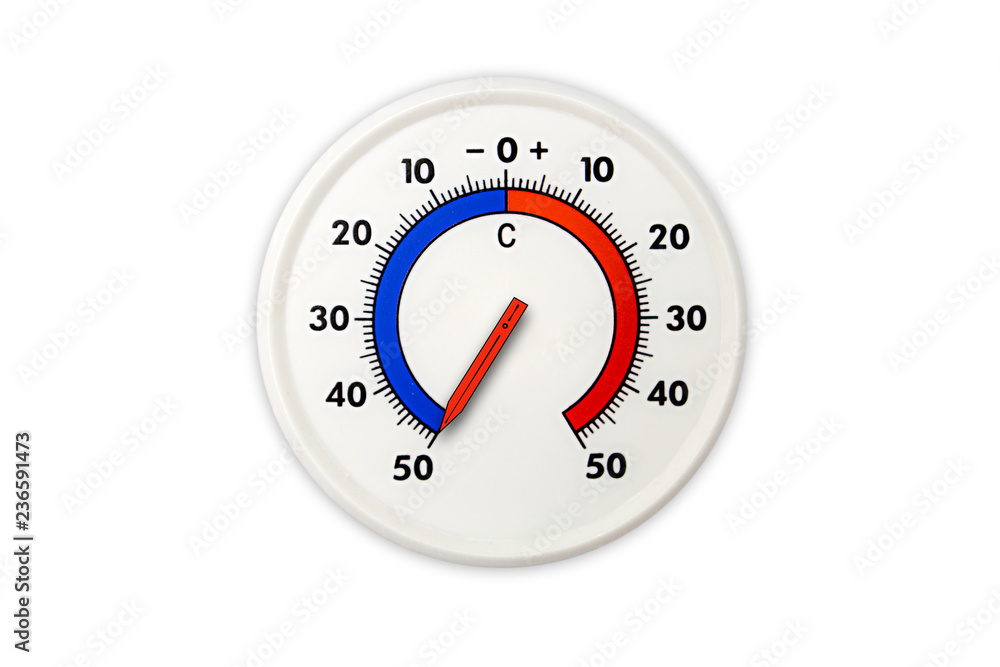 Thermometer isolated on white background. Air temperature minus 50 degrees  celsius Stock Photo | Adobe Stock