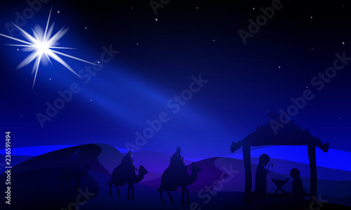 Jesus Mary and Joseph under the night stars