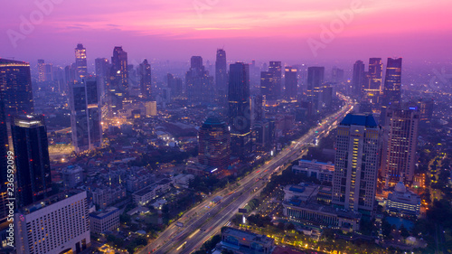 Beautiful Jakarta cityscape at dawn time