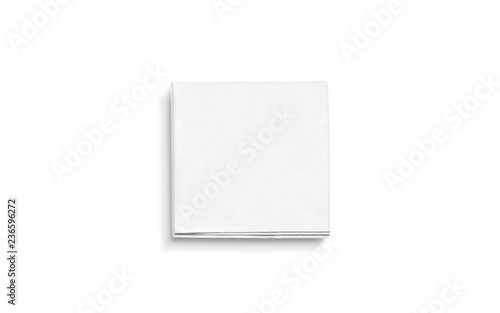 Blank white square folded napkin mock up, isolated