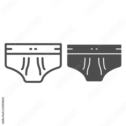 Men briefs line and glyph icon. Men underware vector illustration isolated on white. Underpants outline style design, designed for web and app. Eps 10.