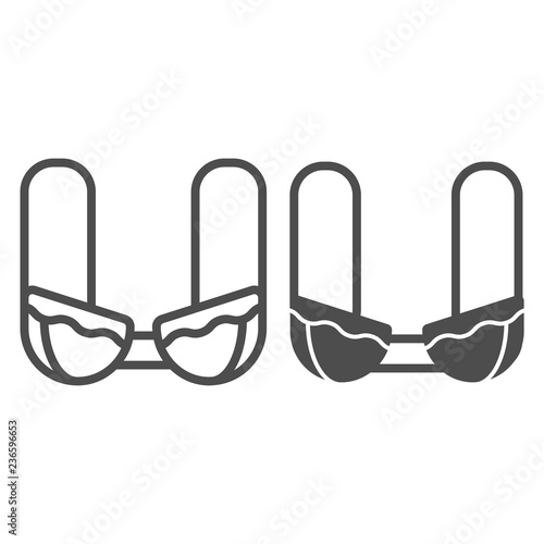 Bra line and glyph icon. Lady brassiere vector illustration isolated on white. Woman underware outline style design, designed for web and app. Eps 10.