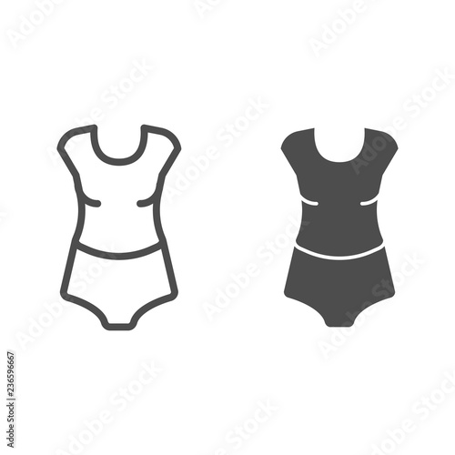 Woman underware line and glyph icon. Lady underclothes vector illustration isolated on white. T-shirt and panties outline style design, designed for web and app. Eps 10.