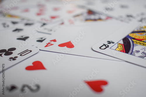 Deck of cards, partially out of focus