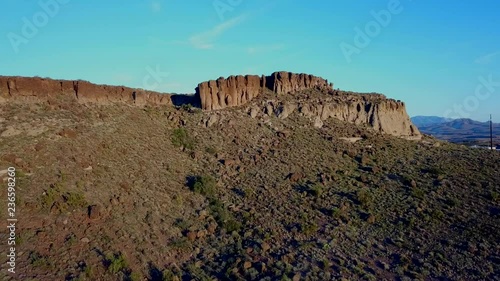 the camera moves towards an interesting rock formation in arizona kingman