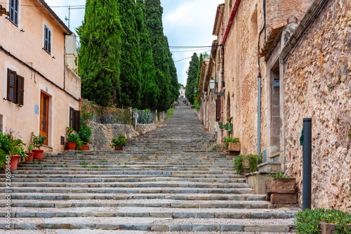 Calvary Stairs in Pollensa, Mallorca, Balearic islands, Spain © Mistervlad