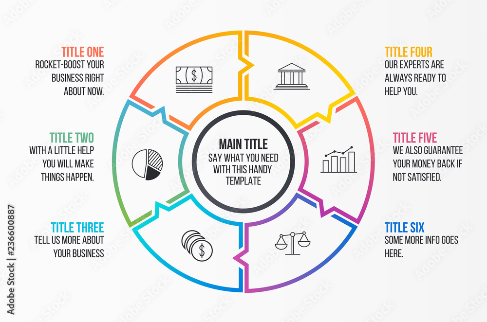 Circular rainbow gradient infographic template. Circular rainbow gradient infographic template.