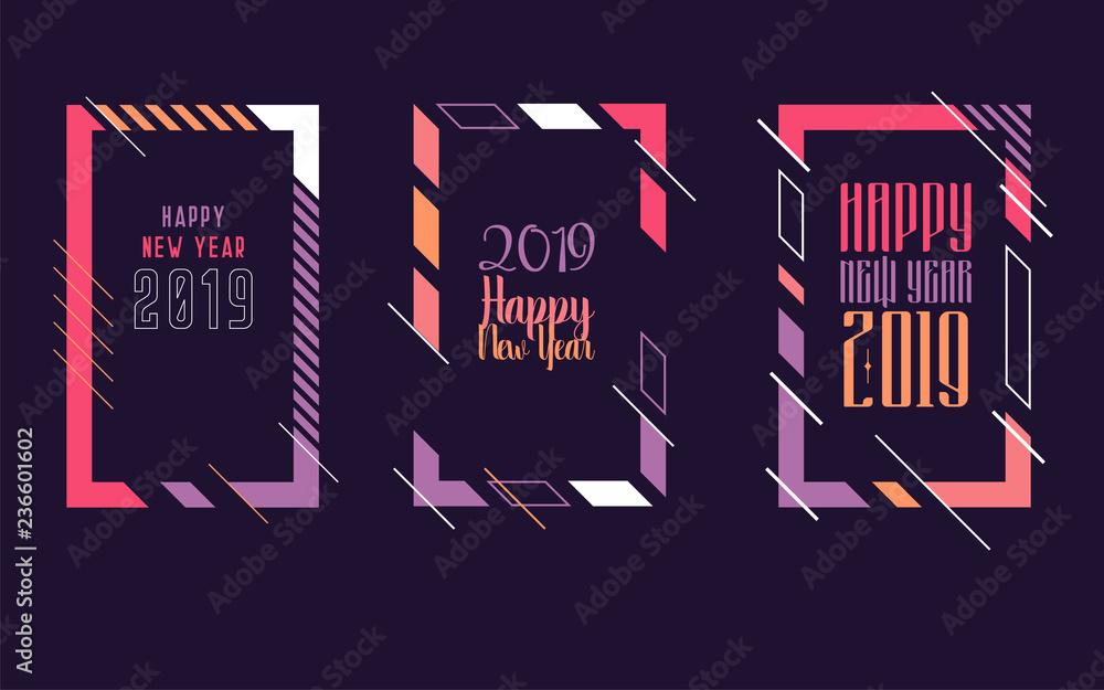Fototapeta premium Modern trend in the graph. vector illustration. New Year 2019. Colorful dynamic hipster graphics