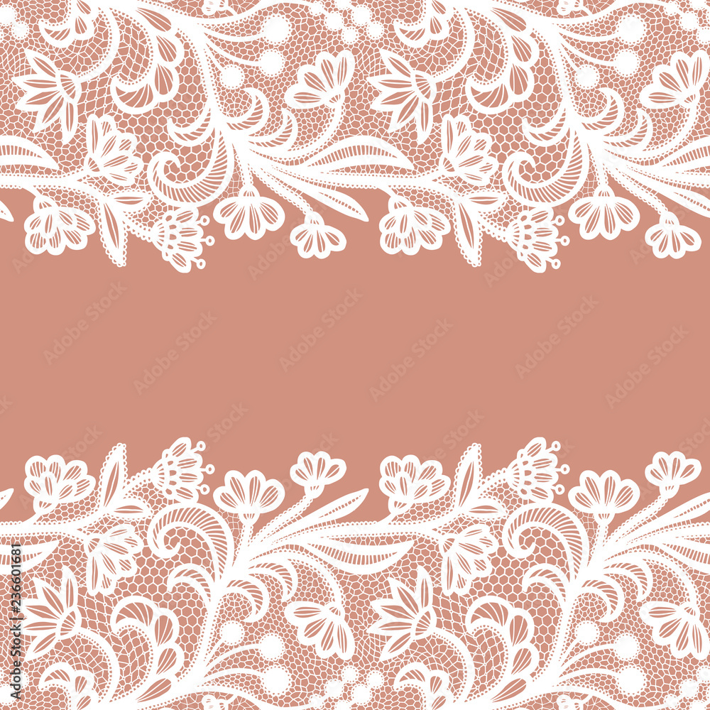 Seamless lace border. Invitation card.