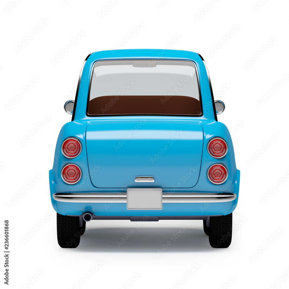 retro car 1960 cartoon back