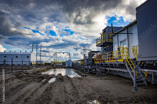 Photos construction site after rain with beautiful clouds