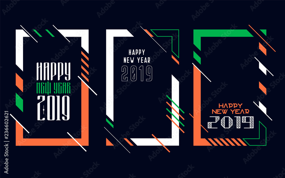 Obraz premium Modern trend in the graph. vector illustration. New Year 2019. Colorful dynamic hipster graphics